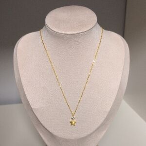 Dainty Sterling Silver Necklace With Star Charm And Cubic Zirconia Accent